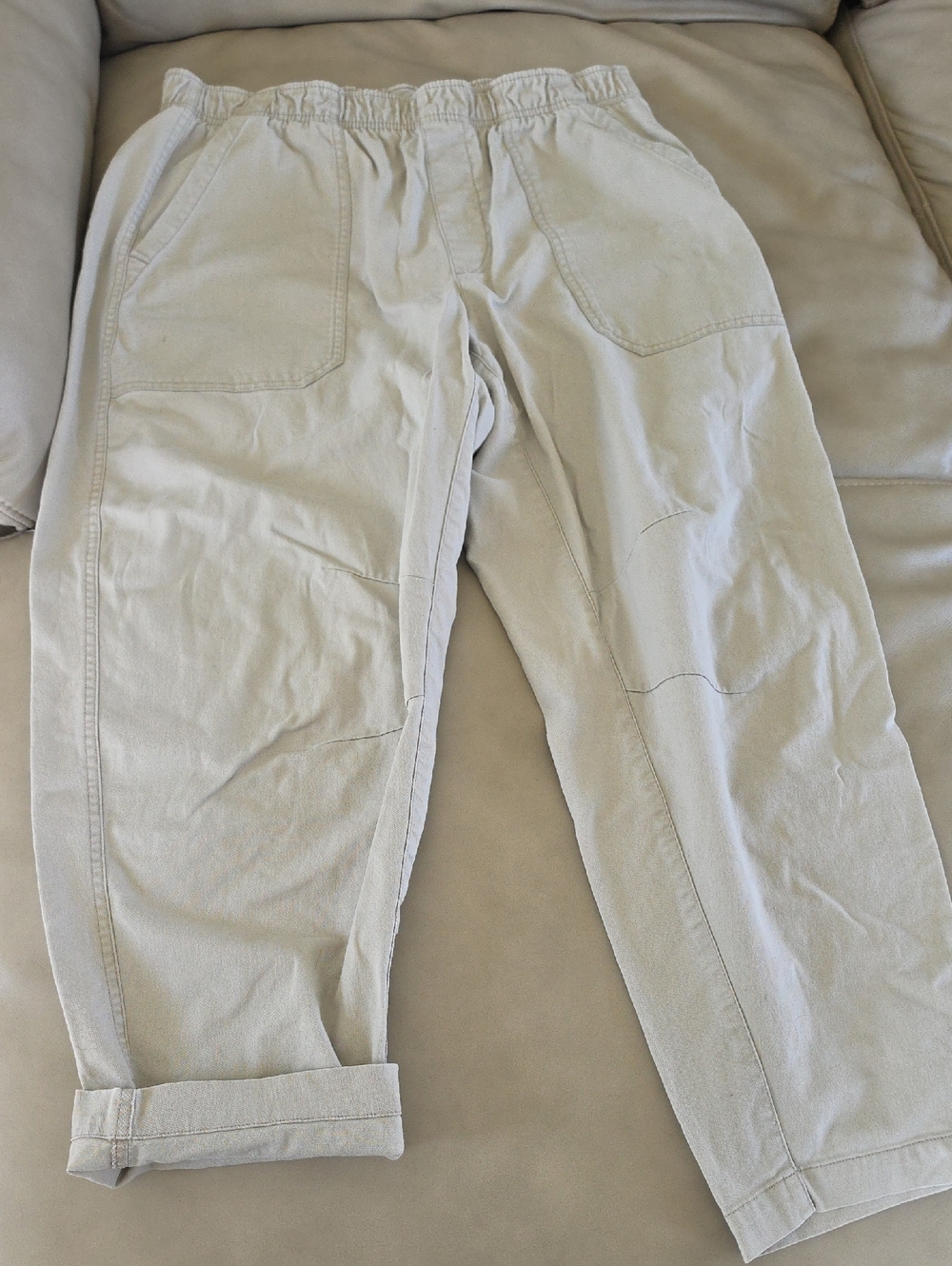 Men's Casual Elastic-Waist Beige Pants